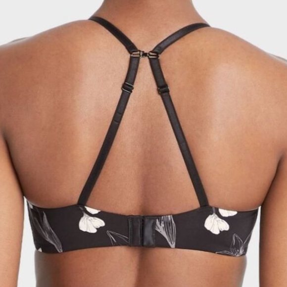 NWT Auden "midnight floral" no wire 32C wireless gently padded convertible bra - Picture 3 of 7